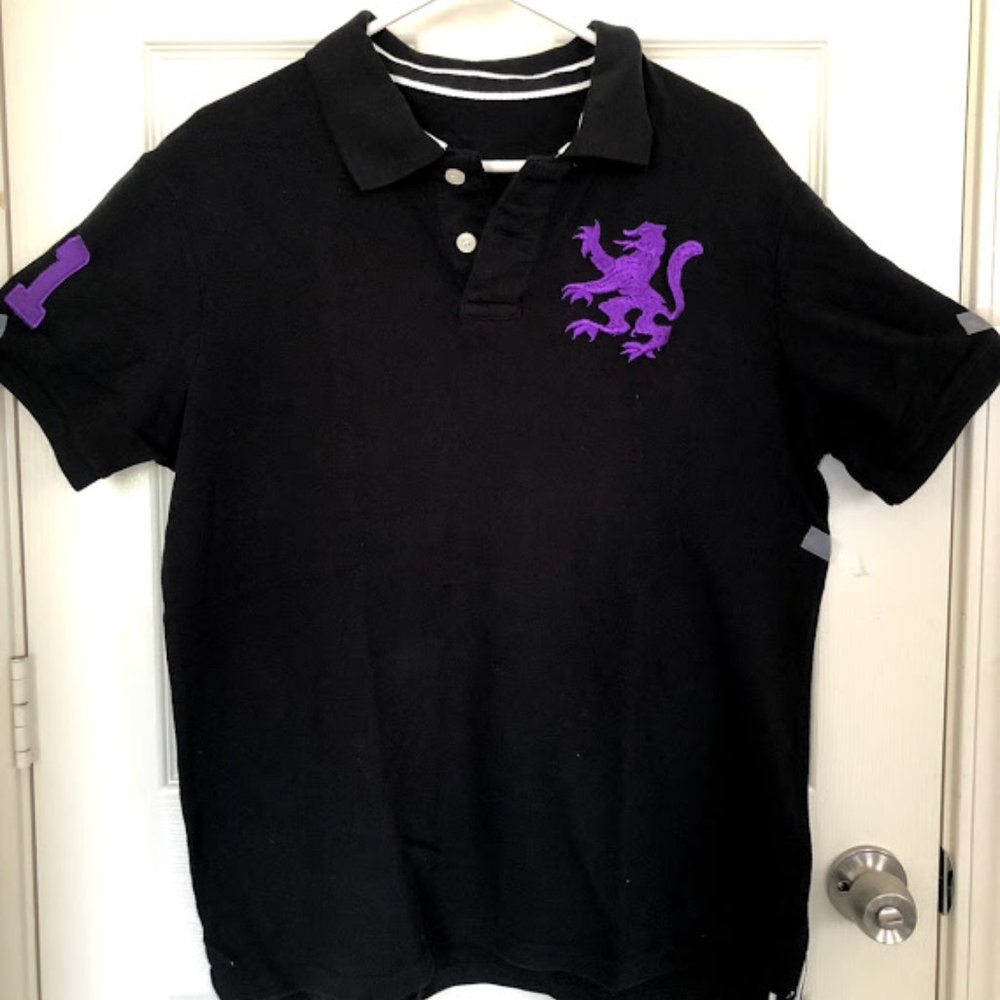 Men COTTON ON black w/embd short sleeve polo shirt
